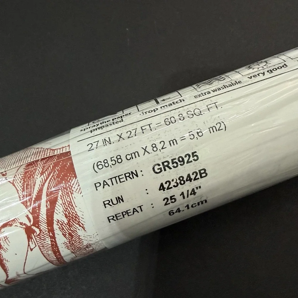 York Wallpaper 1 Roll GR5925 Seasons Toile Red White Vintage Motif Wallcoverings